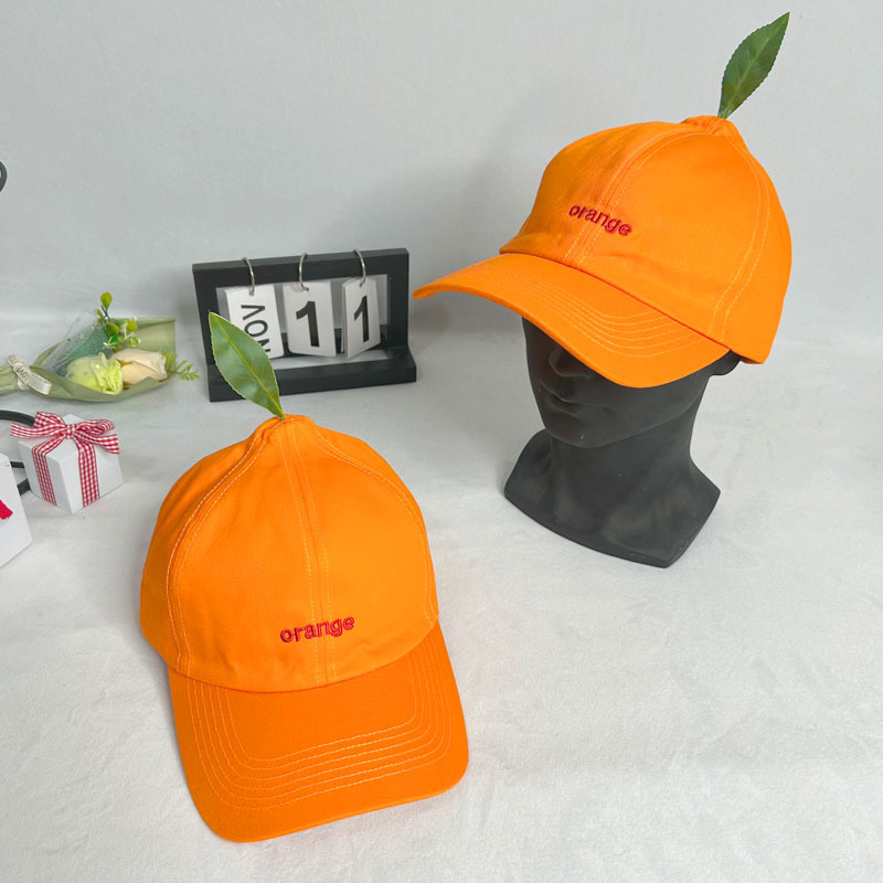 Cartoon Orange Unisex Cap Casu - Streetwear Brand Hats 评论和价格