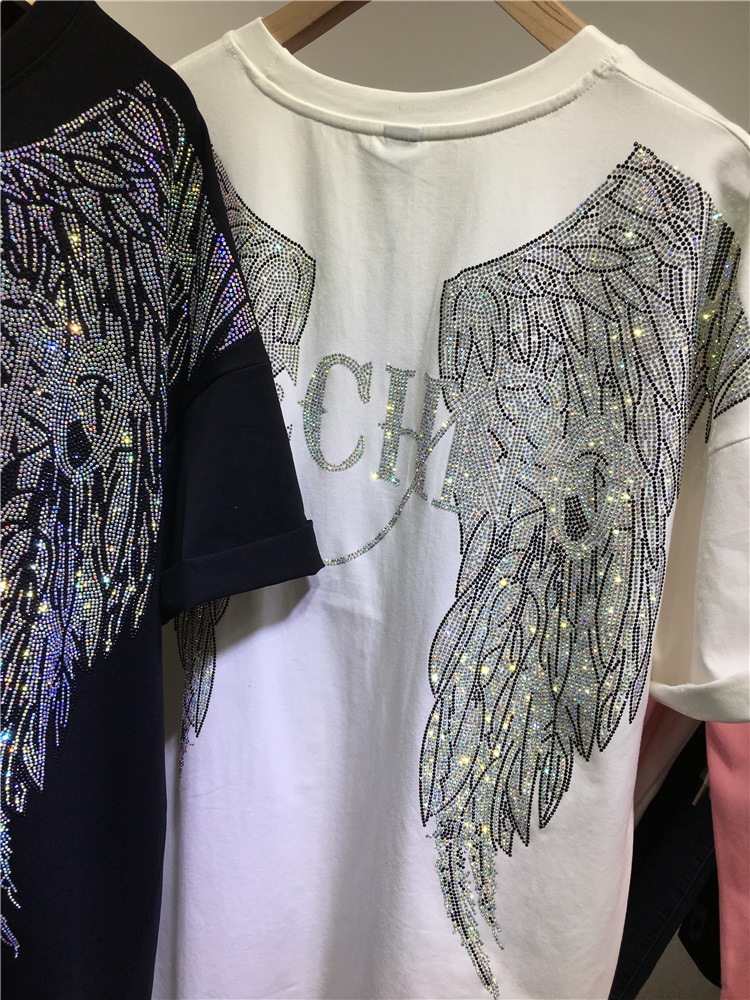 L-4XL Oversize Rhinestone Ange - Streetwear Clothing Brands 评论和价格