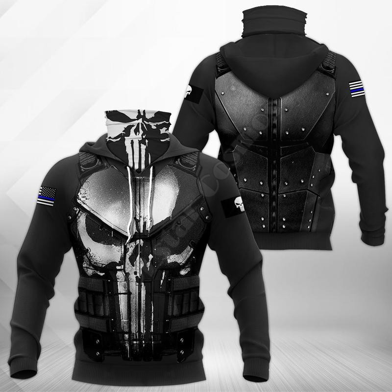 Police Skull 3D Printed Hoodie - Streetwear Clothing Brand 评论和价格